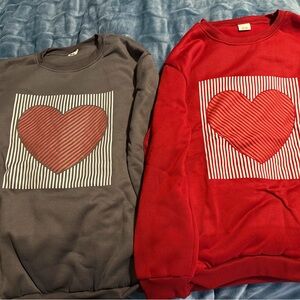 Heart Design Red and Gray Sweatshirts